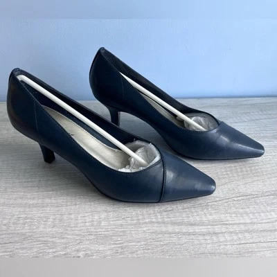 Bombas de salto agulha femininas Easy Street de chiffon biqueira pontiaguda tamanho 8,5WW - Imagem 1 de 4