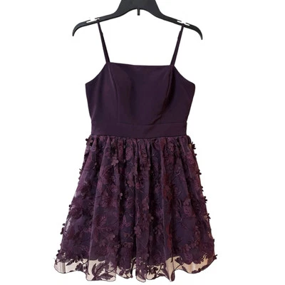 Trixxi Dress 7 Purple Short Tulle Floral Applique Whimsy Goth Fairy Prom Hoco - Image 1 of 4