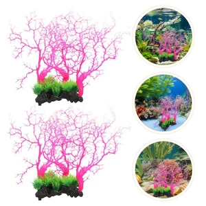 2 Pcs Fish Tank Accessories Aquarium Coral Simulation Lifelike Decorative - Picture 1 of 12