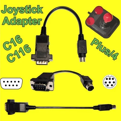 Commodore C16 C116 Plus/4, Adattatore Joystick Atari Amiga Quickjoy Competition Pro - Immagine 1 di 4