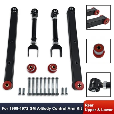 Kit de 4 brazos de arrastre traseros de control superior e inferior para carrocería GM A 1968-1972 Foto 1 de 4