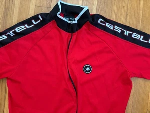 CASTELLI Italy Biking Cycling Short Sleeve Jersey Red Black Men’s XL Full Zip - Picture 1 of 9