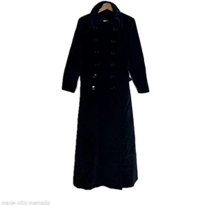 Vintage Samtmantel Damen S schwarz zweireihig lang Maxi Mantel Made USA - Bild 1 von 13