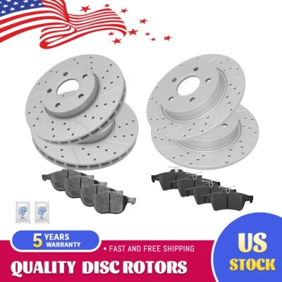 Rotores delanteros y traseros + pastillas de freno de cerámica para Ford Focus 2012-2018 Foto 1 de 4