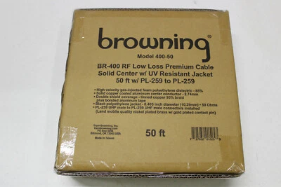 Browning 400-50 50' Low Loss Coax Cable with PL-259 Connectors LMR-400 - Image 1 of 4