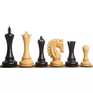 Juego de piezas de ajedrez Staunton de lujo de 4,6" Avant Garde solo - madera de ébano - triple peso - Imagen 1 de 6