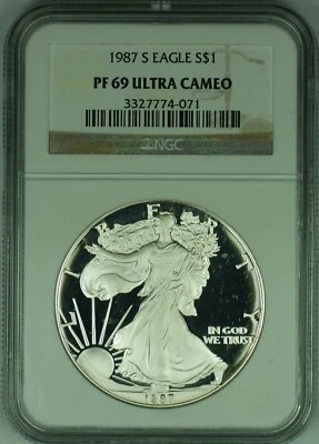 1987-S American Proof Silver Eagle $1 NGC PF 69 Ultra Cameo (49) - Image 1 of 2