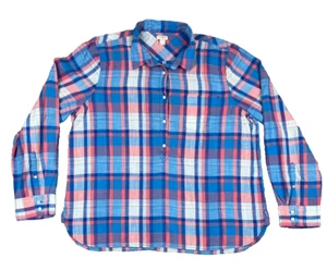 J. Crew Shirt Damen XL blau Pullover kariert Oberteil Langarm leichte Tasche - Bild 1 von 10