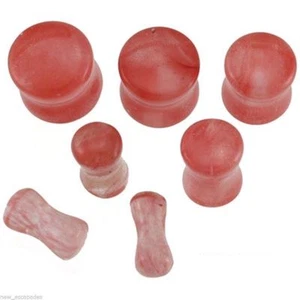 PAIR-Glass Murano Coral Saddle Flare Ear Plugs 04mm/6 Gauge - Picture 1 of 4
