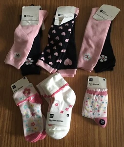 NWT Gap Kids Girls Socks Knee Crew & Turn Cuff Size L Shoe Size 5-6 - Picture 1 of 3