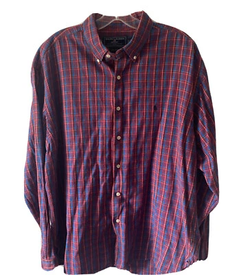 Винтажная спортивная красная синяя клетчатая рубашка Ralph Lauren с длинным рукавом на пуговицах размер XL - Изображение 1 из 4