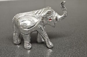 Small Silver Elephant Ornaments Indian Elephant Figurine Red Eyes Elephant