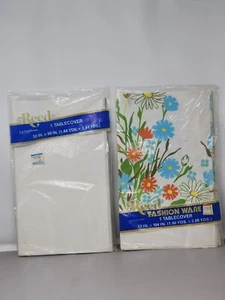 Schilf Tischdecke 2er Set: Massiv Weiß 52" x 88" & Blumenmuster 52" x 104" Neu aus altem Lagerbestand - Bild 1 von 5