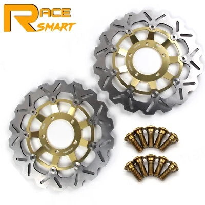 Front Brake Rotors Discs + Bolts Screws For Triumph Daytona 675R 2010 2011 2012 - Image 1 of 4