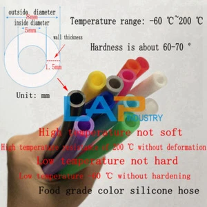 100M 5x8mm Colored Environmentally friendly elastic food grade silicone tube New - Picture 1 of 6