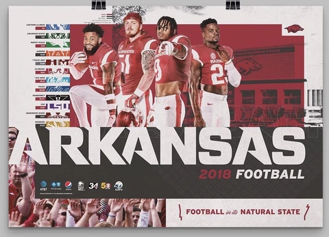 Arkansas Razorbacks SEC Football 2018 Schedule Poster Dre Greenlaw Cover