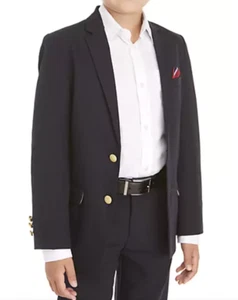 NAUTICA Boys Kids Navy Blue Gold Button Sport Coat Suit Blazer Sz 18 Wool - Picture 1 of 8
