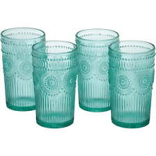 The Pioneer Woman Adeline 16-Ounce Emboss Glass Tumblers, Set of 4，US