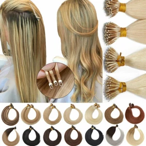 Nano Ring Remy Human Hair Extensions 14 - 24inch 50g Double Drawn New Colors - Picture 1 of 32