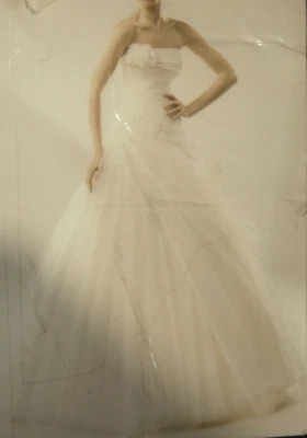 Modeca Monica Wedding Dress 14 Strapless Off-White Tulle Ballgown Lace  Romantic - Image 1 of 4