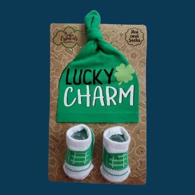 Baby Essentials Hat And Socks Lucky Charm St Patrick's Day 0-6 Months NWT - Image 1 of 4
