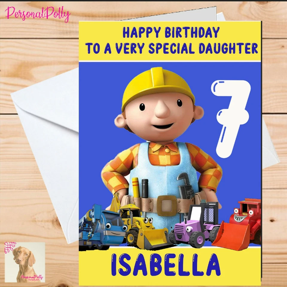 Personalised Bob The Builder Card Birthday Unofficial Construction Wendy Scoop  - Image 1 of 1