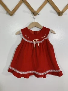 Vintage Baby Dress Christmas Velvet Embroidered 1990s 18-24 Months - Picture 1 of 6