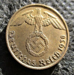 VECCHIA MONETA DEL TERZO IMPERO GERMANIA 5 REICHSPFENNIG 1938 A BERLINO PRIMA GUERRA MONDIALE - Foto 1 di 2