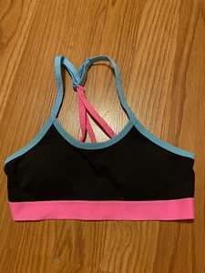 Girls Fruit Of The Loom Black Blue Pink Racerback Size 30 Sports Bra - Picture 1 of 3