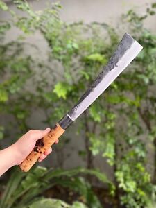 Handmade machete garden camping hunting knife 12” forged blade, Bamboo handle