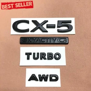 4pcs For CX-5 AWD SKYACTIV G Turbo Rear Sticker Replace Badge Emblem Matte Black - Picture 1 of 6