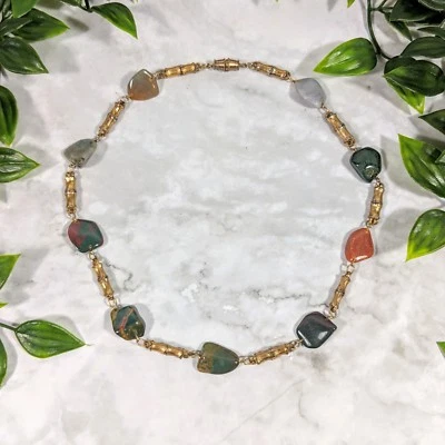 Collar Gargantilla Multi Piedra Hecho a Mano Artista Magnífico De Colección 16" (31g) Foto 1 de 4