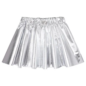 Kids Girls Metallic Shiny Flared Pleated Mini Skater Skirt Ballet Jazz Dancewear - Picture 1 of 31