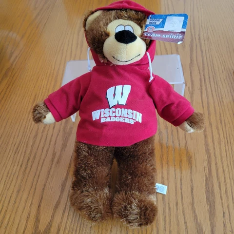 2011 Wisconsin Badgers Bear Plush With Hoodie With NCAA Tag Team Spirit Cover