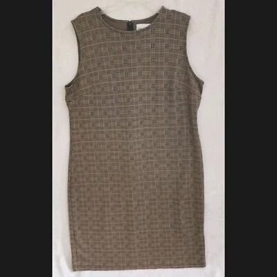 Nordstrom Rack Dress Size XL Houndstooth Stretch Work Brown Black Sleeveless - Image 1 of 4