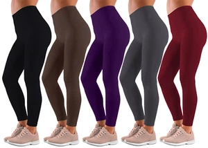 Women's Super Soft High Waist Elasticated Warm Fleece Full Length Leggings Lot - Picture 1 of 36
