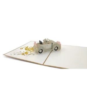 Carol Wilson Fine Arts E1 5x7" Pop Up Laser Cut Greeting Card - Wedding Car - Picture 1 of 3