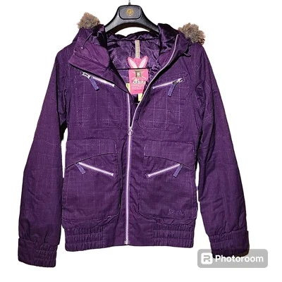 BURTON Dryride женщин размер маленький снег лыж куртка искусственного меха капюшон фиолетовый с подкладкой! - Изображение 1 из 4