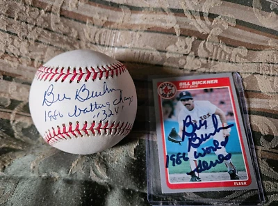 Boston Red Sox's Bill Buckner autographed American League Ball and card 1986 BC - Image 1 of 2