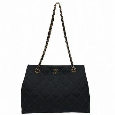 Bolso de Hombro CHANEL Matelass Algodón Cadena Marca Coco Negro Damas Usado Gratis Foto 1 de 4