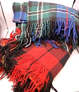 Red Black & Blue Green Tartan Plaid Fringe Home Decorative Throw Blanket J1283 - Picture 1 of 3