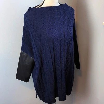 🆕 Suéter manga imitación cuero GUESS / azul / grande Foto 1 de 4