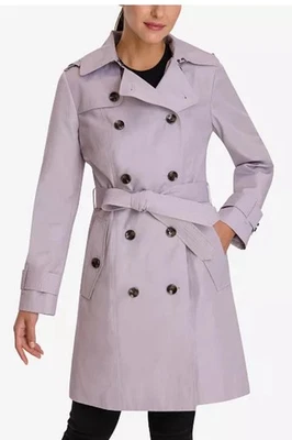 London Fog Double Breasted Trench With Button Off Hood Lavender Medium Nwt - Image 1 of 4