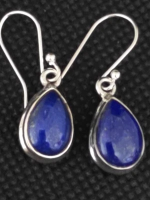 Висячие серьги из стерлингового серебра 925 пробы с натуральным голубым лазуритом 29 мм диаметр капли 10 мм - Изображение 1 из 4