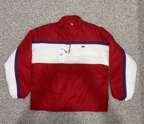 Supreme x LACOSTE Puffy maglione mezza zip rosso M 100% autentico NUOVO fondo di magazzino DS