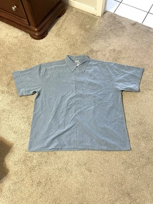 Vintage Y2K Sueded Button Pocket Shirt Mens Size XXL Blue Short Sleeve Baggy - Image 1 of 4