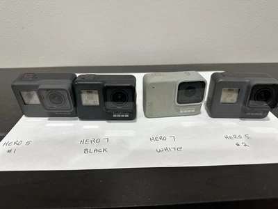 Lot Of 4 GoPro Hero 5, Hero 7 Black, Hero 7 White, Hero 5 Action Cameras No SD - Image 1 of 4