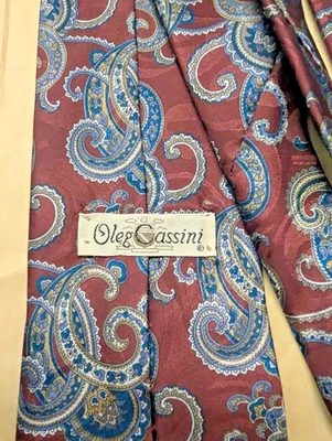 Corbata para hombre Oleg Cassini azul borgoña cachemira Foto 1 de 3