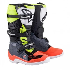 Alpinestars Tech 7s YOUTH KIDS MX Motocross Boots (Dark Grey, Red, Fluo Yellow) - Picture 1 of 6
