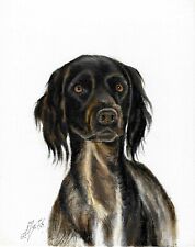 @ Original Oil Portrait Painting Large Munsterlander Artist Signed Puppy Dog Art